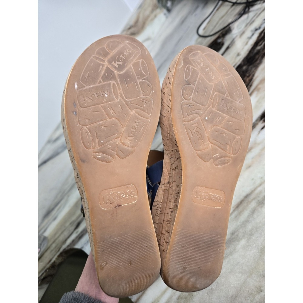 Kork's by Kork Ease Austin Slingback Leather Wedge Sandals Size 8 Blue - Picture 6 of 9